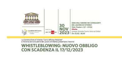 “WHISTLEBLOWING: NUOVO OBBLIGO CON SCADENZA IL 17/12/2023“